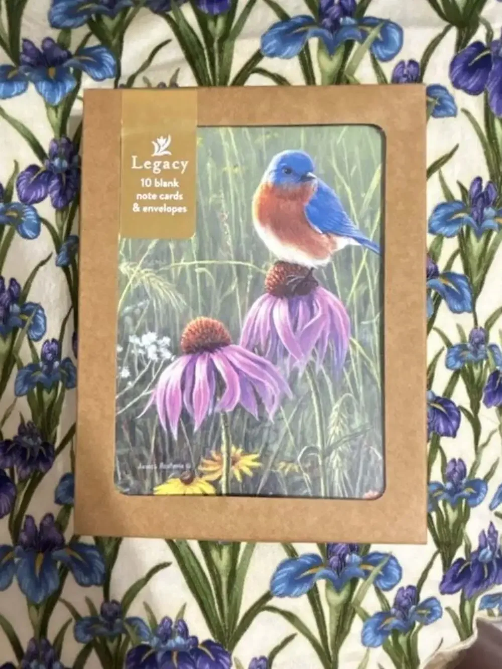 Legacy Pub Group Bluebird & Purple Coneflower 10 Blank Cards/Envelopes